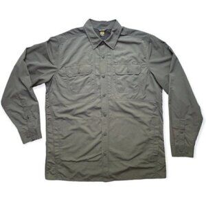Eddie Bauer Travex Long Sleeve Button Down Olive Green Shirt Men’s TL